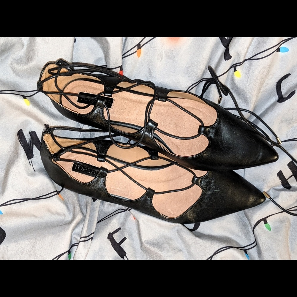 Topshop Lace up and Pointed Ballet flats
